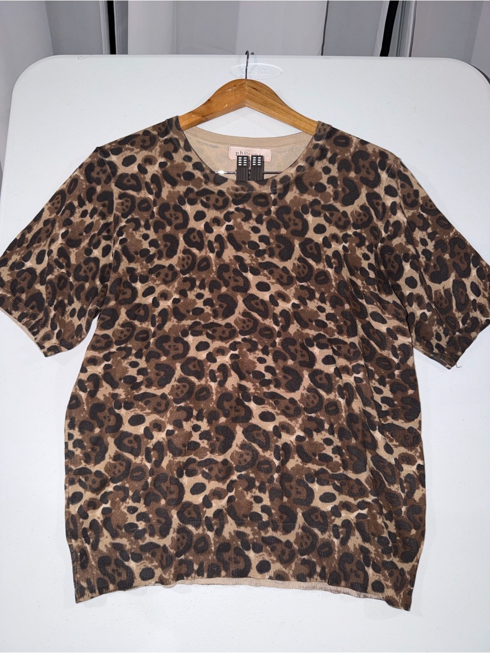 Philosophy Leopard Print Short-Sleeve Tee in Brown and Black